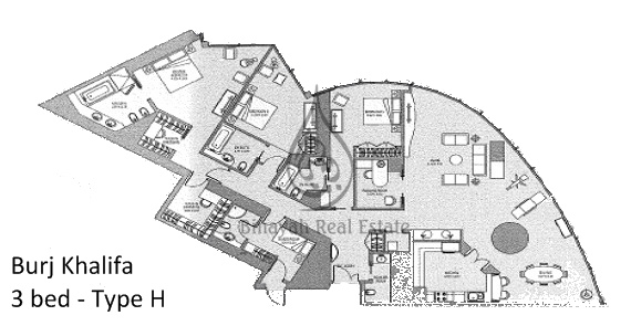 Downtown Dubai Apartments Properties For Binayah Burj Khalifa 3 Bedroom Flat Floor Plans Downtown Type