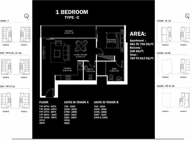 Elitz 1 Bedroom Type C Floor Plans