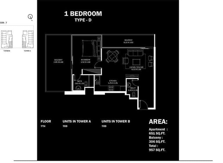 Elitz 1 Bedroom Type D Floor Plans