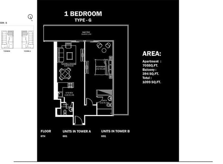 Elitz 1 Bedroom Type G Floor Plans