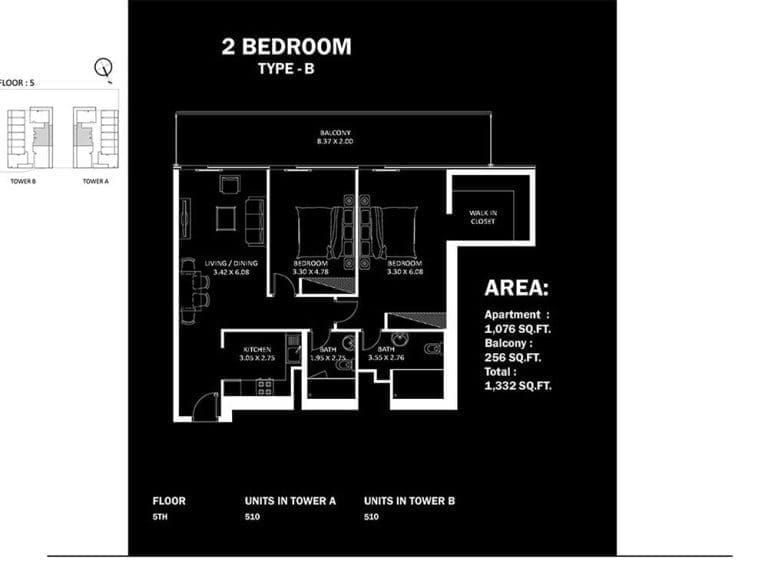 Elitz 2 Bedroom Type B Floor Plans