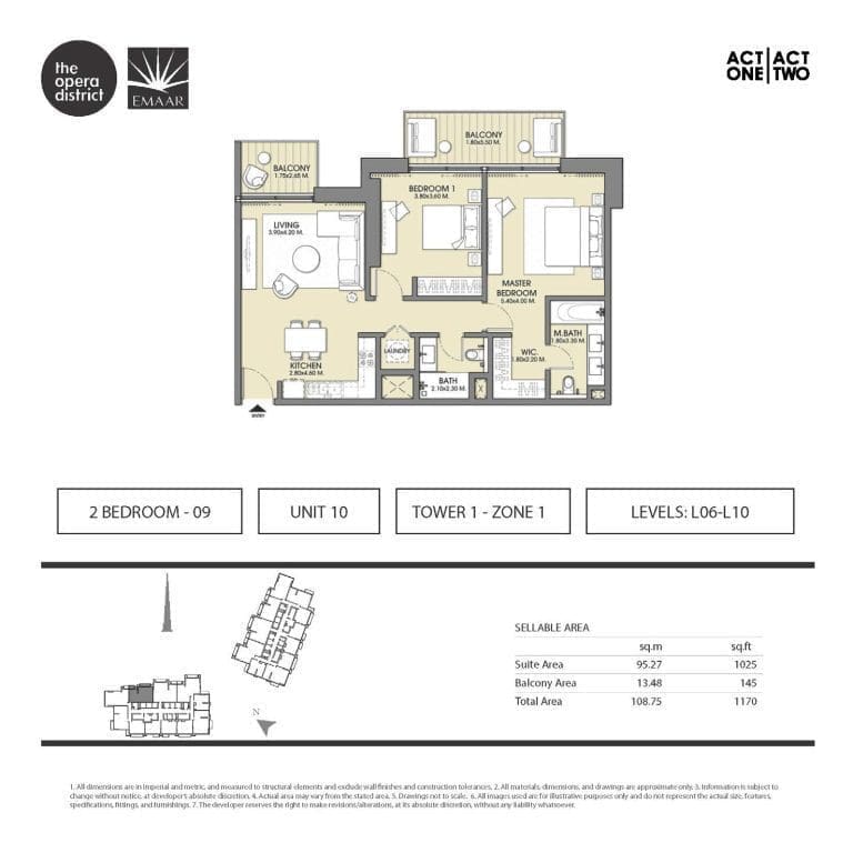 Act One & Act Two Tower 1, 2 Bedroom Type 2 – 7 Unit 3 Floor Plan