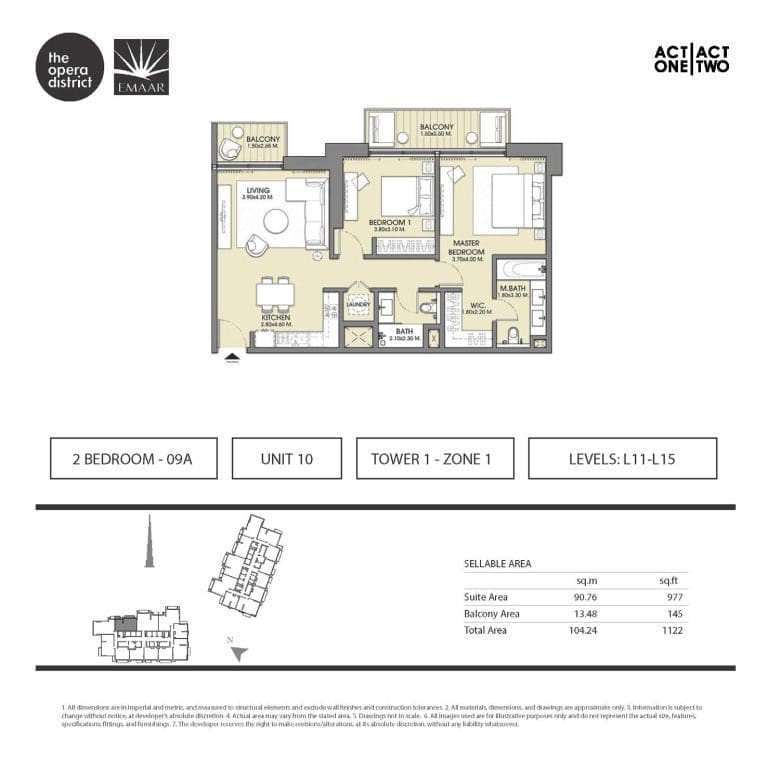 Act One & Act Two Tower 1, 2 Bedroom Type 2 -9A Unit 10 Floor Plan