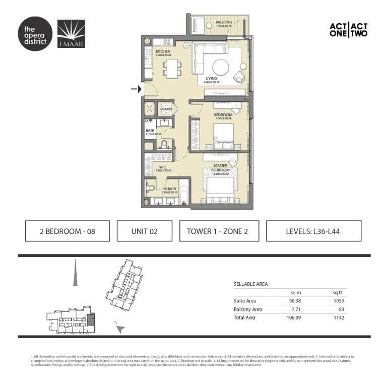 Act One & Act Two Tower 1, 2 Bedroom Type 2 – 8 Unit 02 Floor Plan