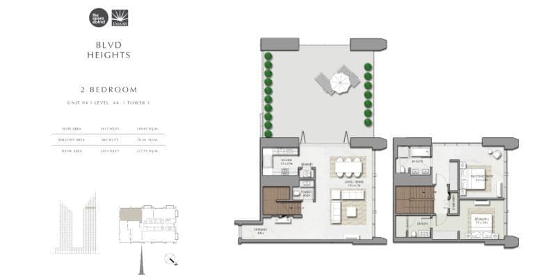BLVD Heights 2 Bedroom Apartment Tower 1 Unit 4 Floor Plans