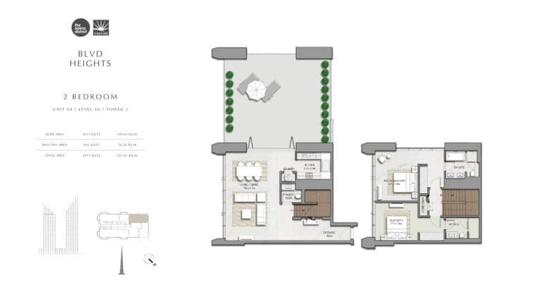 BLVD Heights 2 Bedroom Apartment Tower 2 Unit 4 Floor Plans