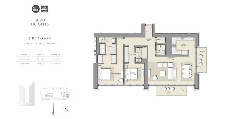 BLVD Heights 2 Bedroom Apartment Unit 201 Podium Floor Plans