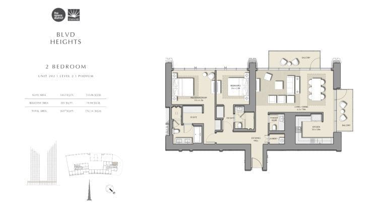 BLVD Heights 2 Bedroom Apartment Unit 202 Podium Floor Plans
