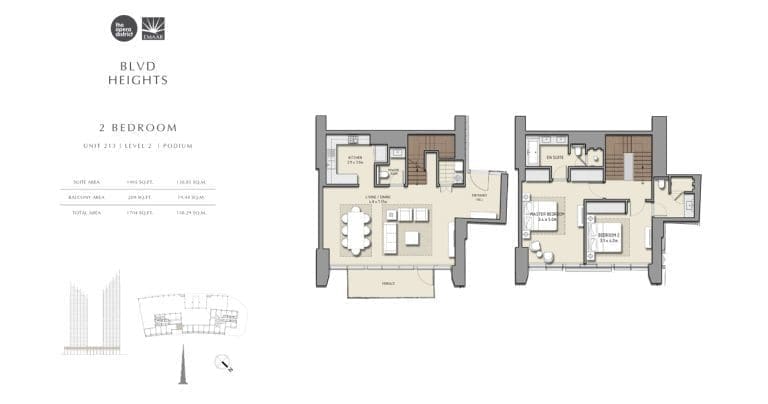 BLVD Heights 2 Bedroom Apartment Unit 213 Podium Floor Plans