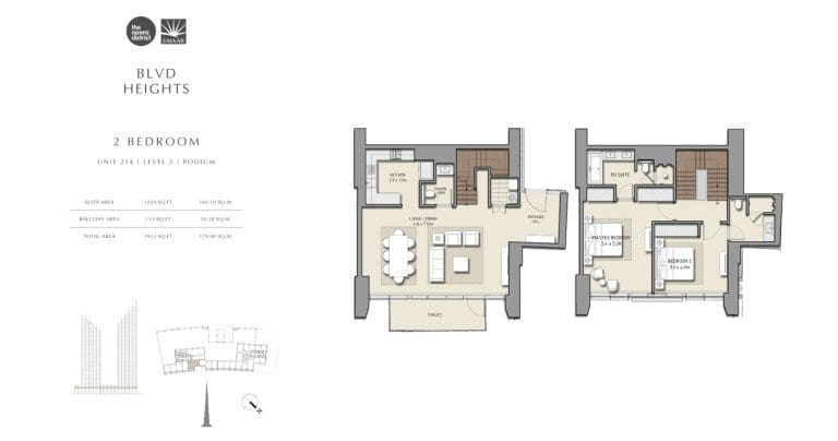 BLVD Heights 2 Bedroom Apartment Unit 214 Podium Floor Plans