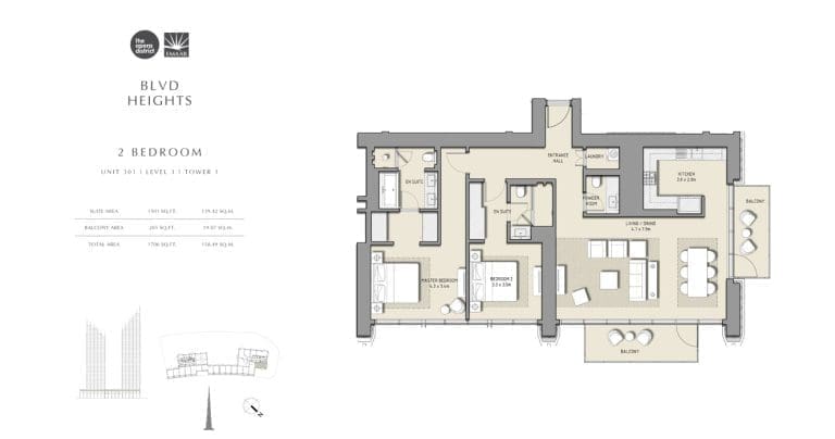 BLVD Heights 2 Bedroom Apartment Unit 301 Podium Floor Plans