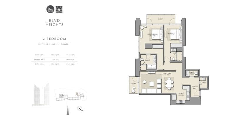 BLVD Heights 2 Bedroom Apartment Unit 305 Podium Floor Plans