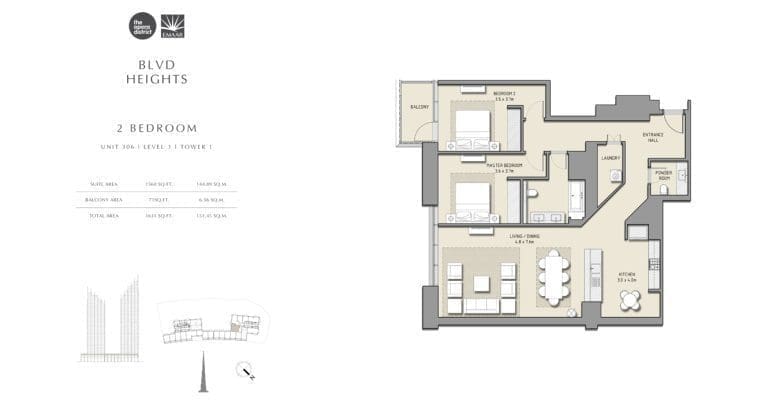 BLVD Heights 2 Bedroom Apartment Unit 306 Podium Floor Plans