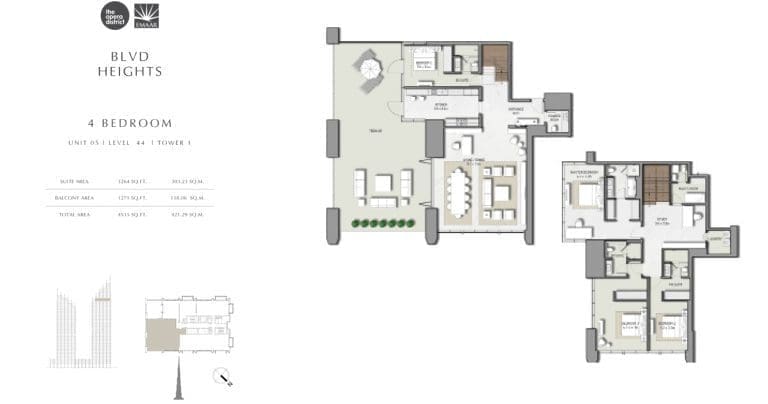 BLVD Heights 4 Bedroom Apartment Tower 1 Unit 5 Floor Plans