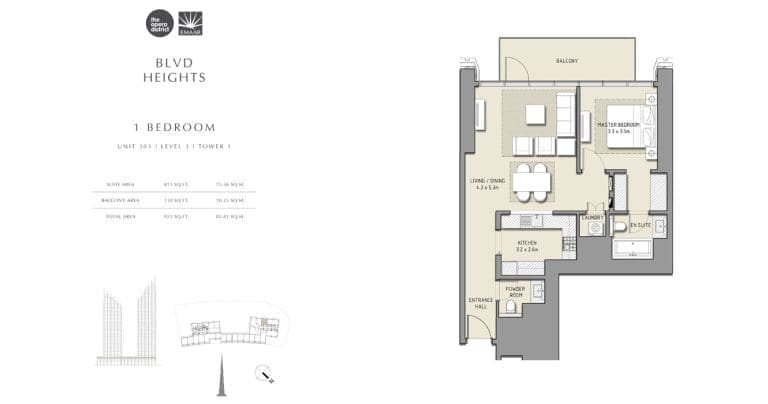 BLVD Heights 1 Bedroom Apartment Unit 303 Podium Floor Plans