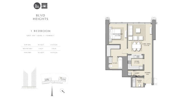 BLVD Heights 1 Bedroom Apartment Unit 304 Podium Floor Plans