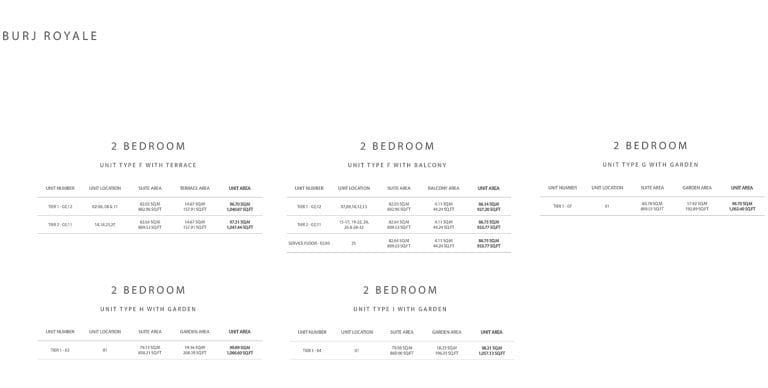Burj Royale 2 Bedroom Apartment Floor Plans
