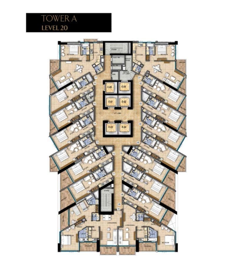 Damac Maison Prive Tower-A, Level-20 Floor Plans