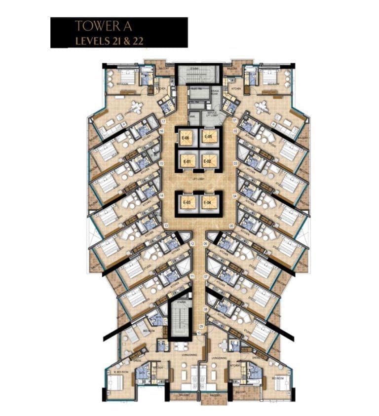 Damac Maison Prive Tower-A, Level-21&22 Floor Plans