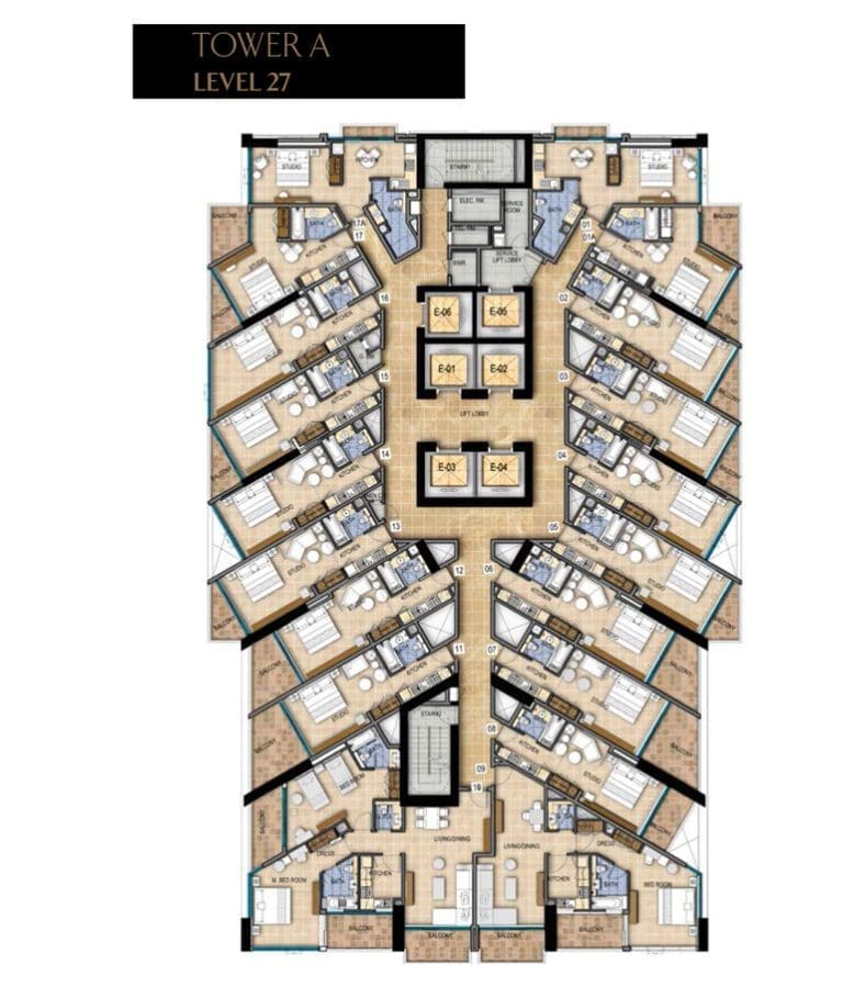 Damac Maison Prive Tower-A, Level-27 Floor Plans