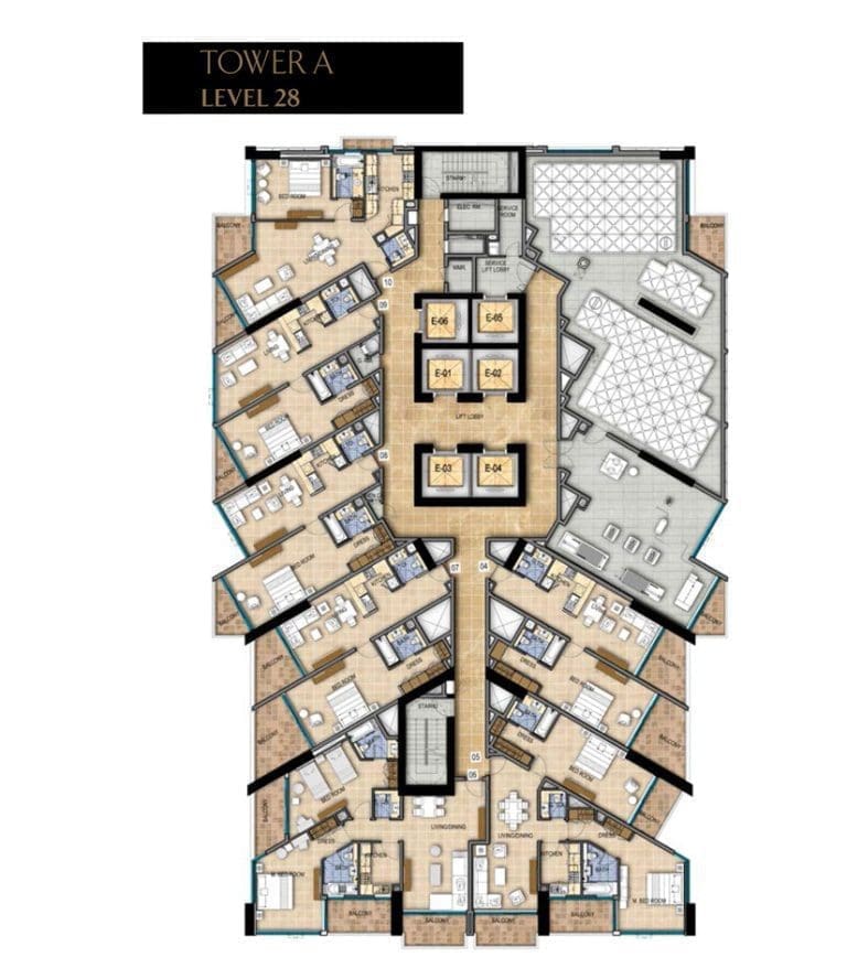 Damac Maison Prive Tower-A, Level-28 Floor Plans