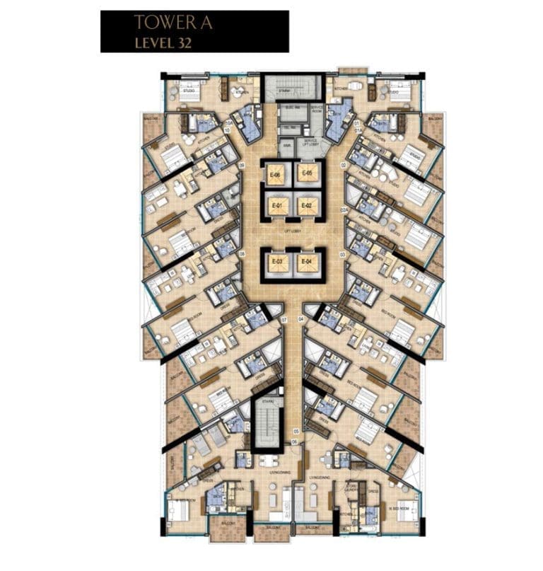 Damac Maison Prive Tower-A, Level-32 Floor Plans