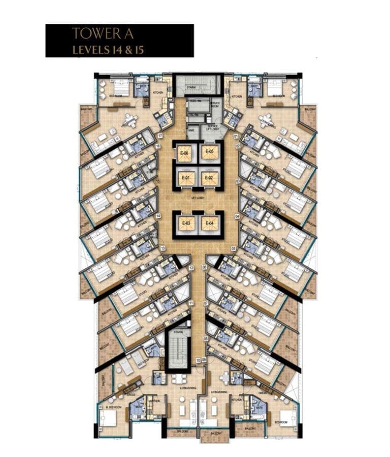Damac Maison Prive Tower-A, Tower-A, Level -14&15 Floor Plans