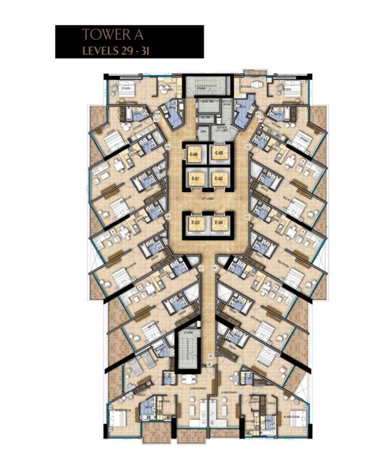 Damac Maison Prive Tower-A, Tower-A, Level -29-31 Floor Plans