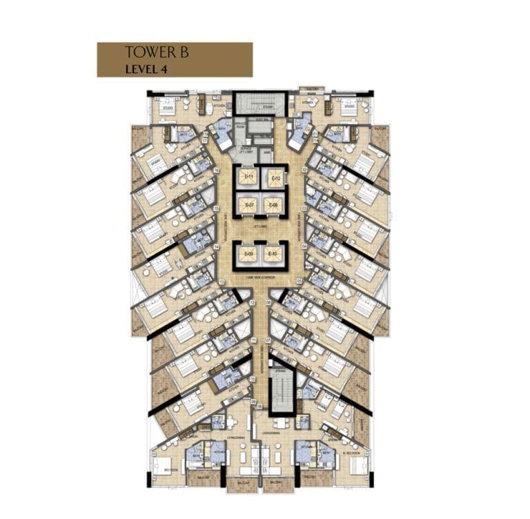Damac Maison Prive Tower-B, Level-4 Floor Plans