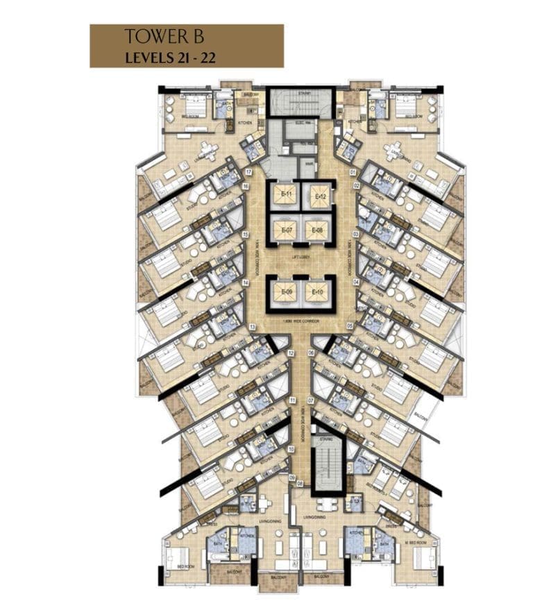 Damac Maison Prive Tower-B, Level-21-22 Floor Plans