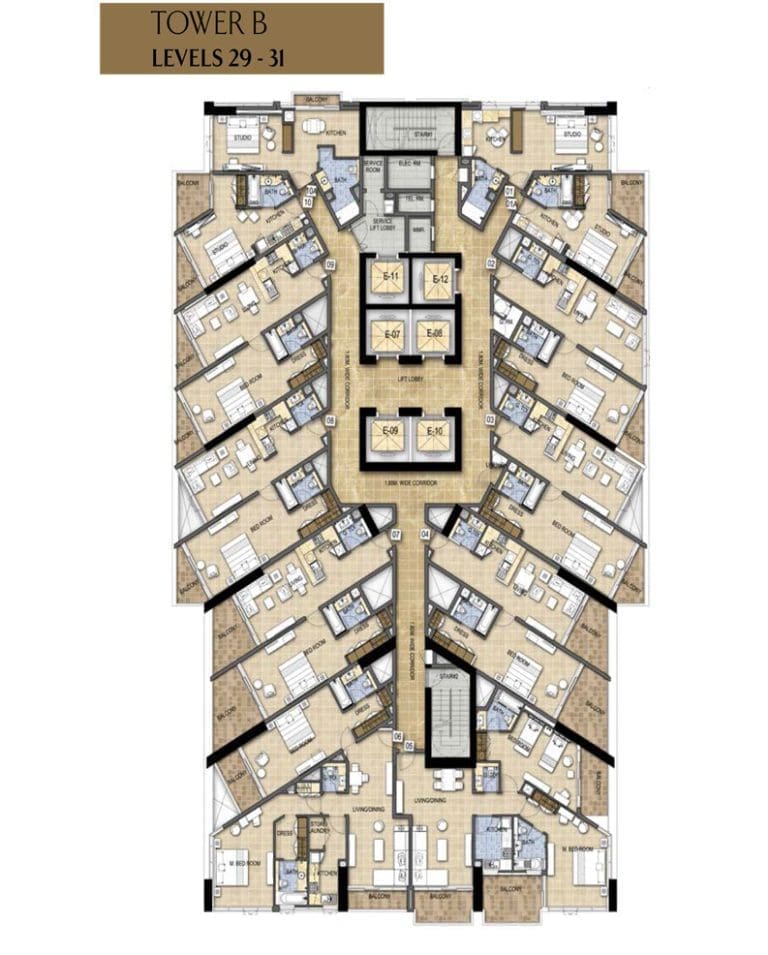 Damac Maison Prive Tower-B, Level-29-31 Floor Plans