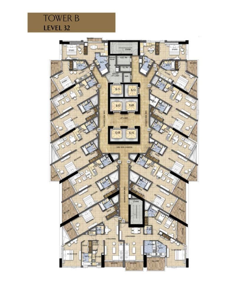 Damac Maison Prive Tower-B, Level-32 Floor Plans