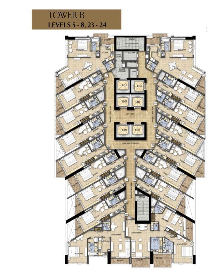 Damac Maison Prive Tower-B, Level-5-8 & 23-24 Floor Plans
