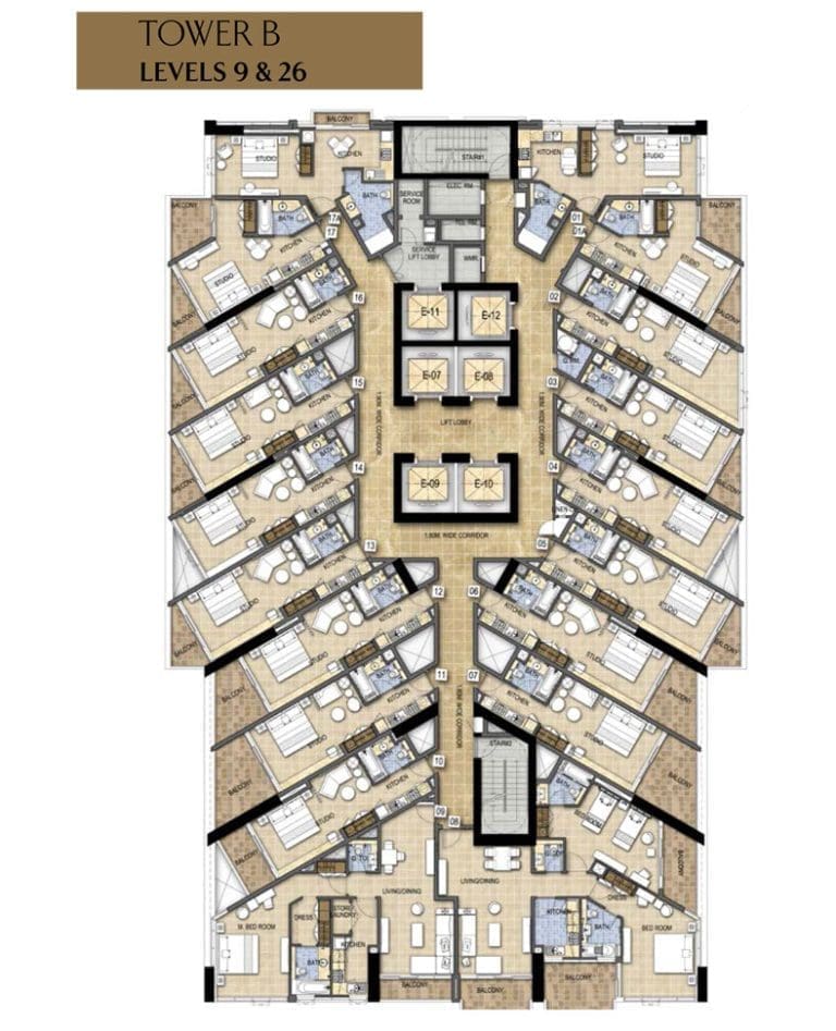Damac Maison Prive Tower-B, Level-9-26 Floor Plans