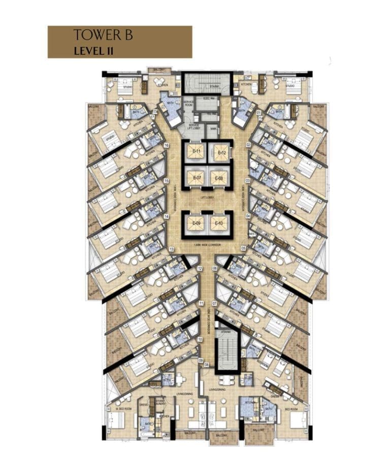 Damac Maison Prive Tower-B, Level-11 Floor Plans