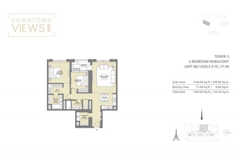 Downtown Views 2 – Tower 3 – 2 Bedroom Apartment Floor Plans – 4