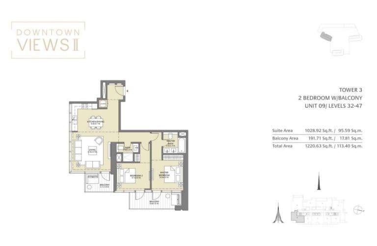 Downtown Views 2 – Tower 3 – 2 Bedroom Apartment Floor Plans – 6