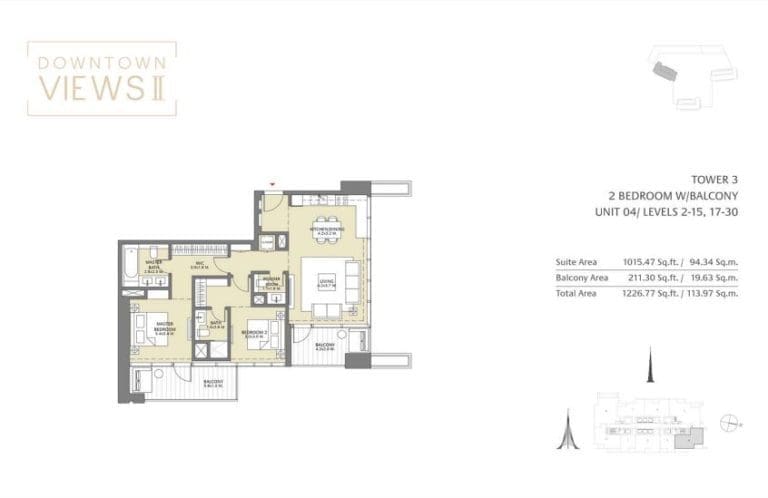 Downtown Views 2 – Tower 3 – 2 Bedroom Apartment Floor Plans – 7