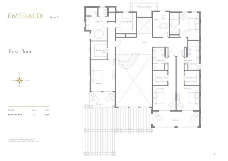 22 Carat 7 Bedroom Emerald Villa Type A First Floor Plans