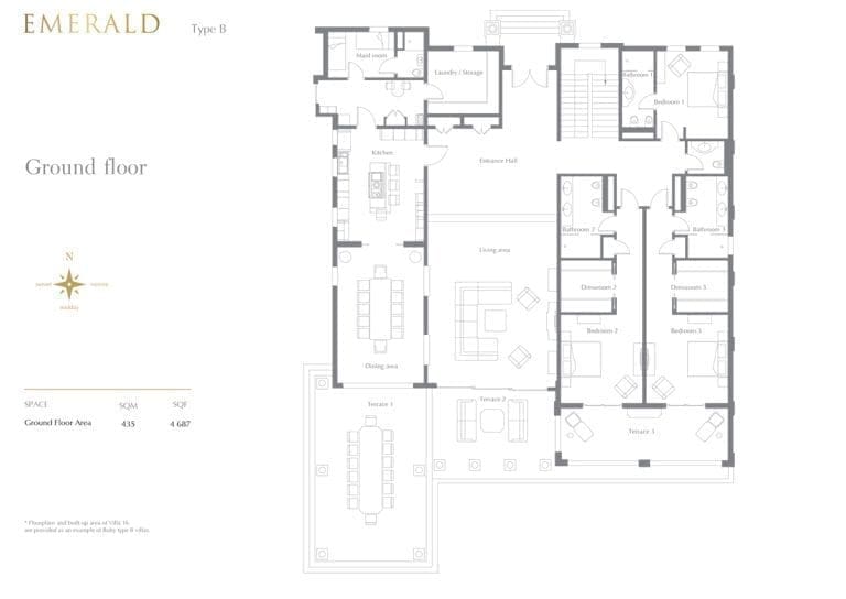 22 Carat 7 Bedroom Emerald Villa Type B Ground Floor Plans