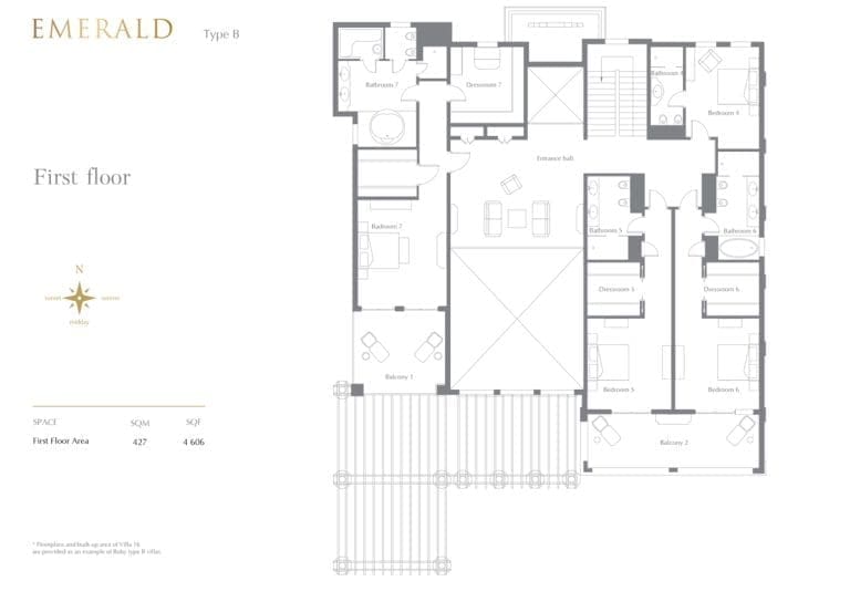 22 Carat 7 Bedroom Emerald Villa Type B First Floor Plans