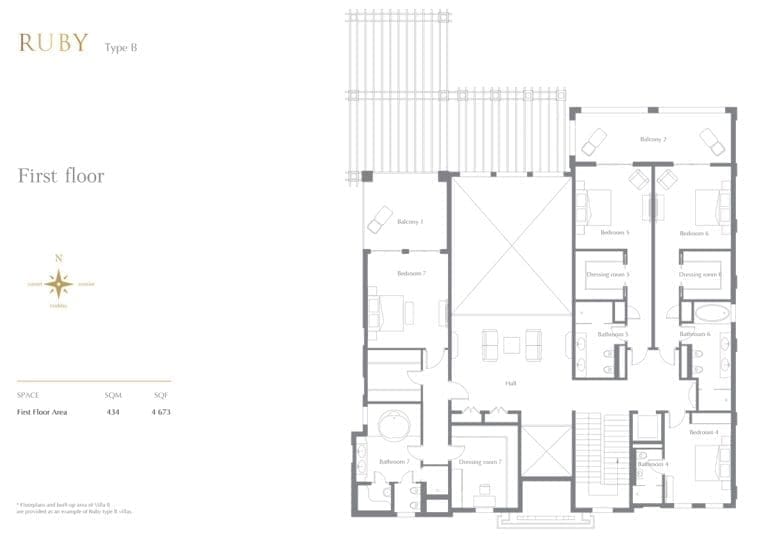 22 Carat 7 Bedroom Ruby Villa Type B First Floor Plans