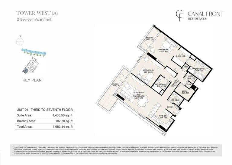Canal Front Residences 2 Bedroom Apartment Tower West – A Floor Plans 8