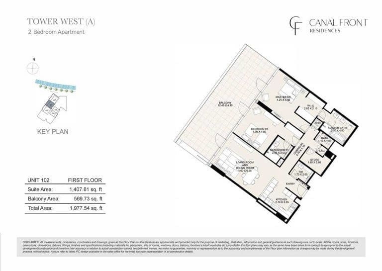 Canal Front Residences 2 Bedroom Apartment Tower West – A Floor Plans 2