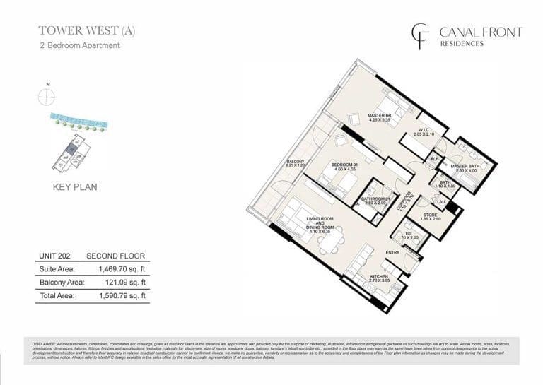Canal Front Residences 2 Bedroom Apartment Tower West – A Floor Plans 5
