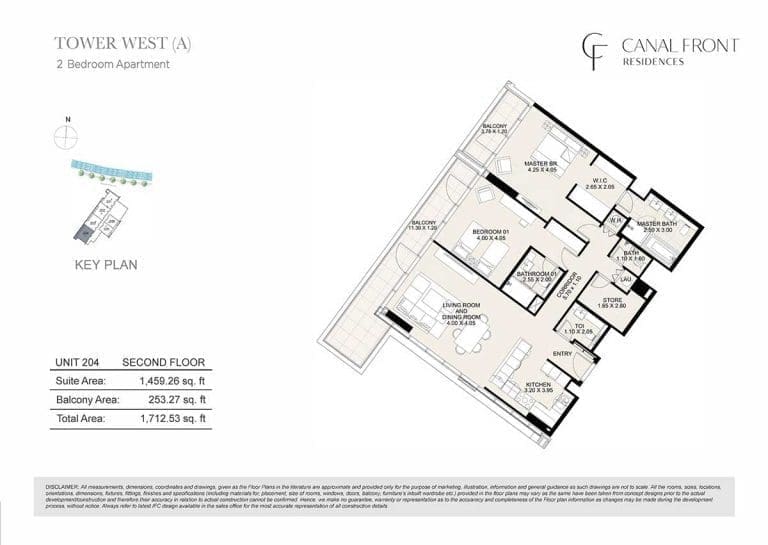 Canal Front Residences 2 Bedroom Apartment Tower West – A Floor Plans 6