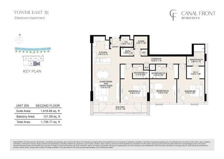 Canal Front Residences 3 Bedroom Apartment Tower East – B Floor Plans 2