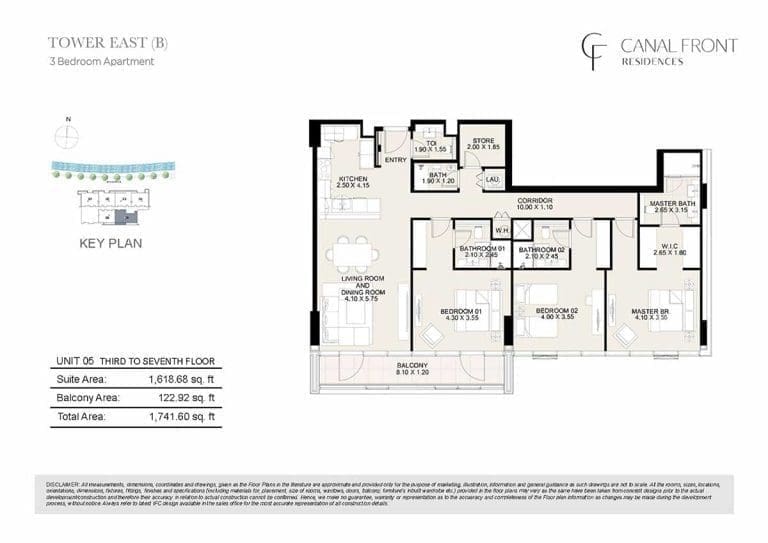 Canal Front Residences 3 Bedroom Apartment Tower East – B Floor Plans 3