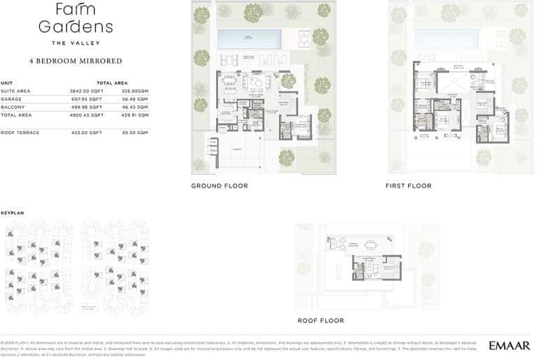 Farm Gardens 4 Bedroom Villa Mirrored Floor Plans