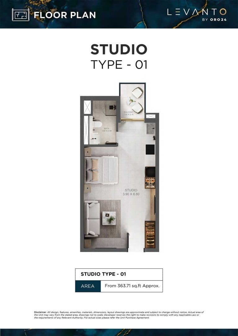 Levanto Studio Type 01 Floor Plans